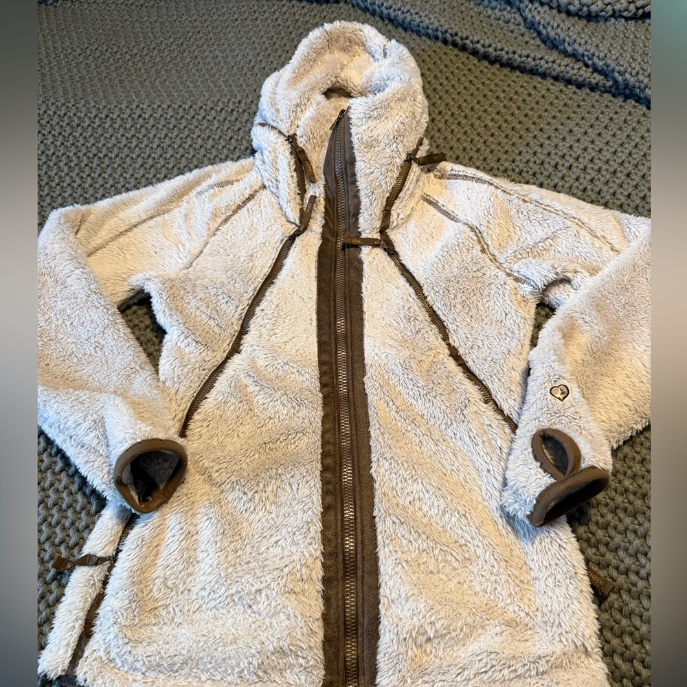 Cozy Cream and Brown Hooded Jacket